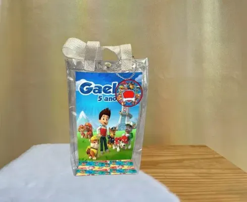 Sacola Transparente Patrulha Canina Personalizado - artesanato de Artmanha Lembrancinhas
