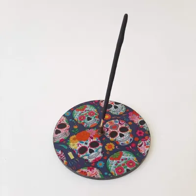 Porta Incenso Caveira Festiva - artesanato de Estudio Bananeira