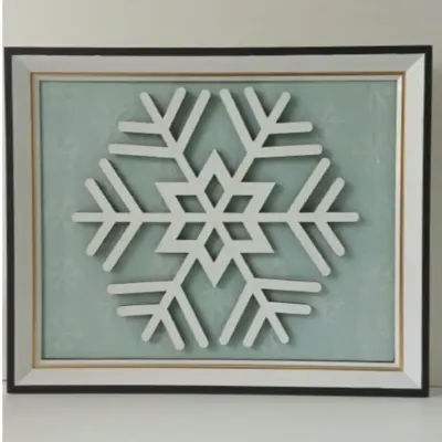 Quadro Decorativo Floco de Neve Natal - artesanato de Flor Seca Casa e Ambiente