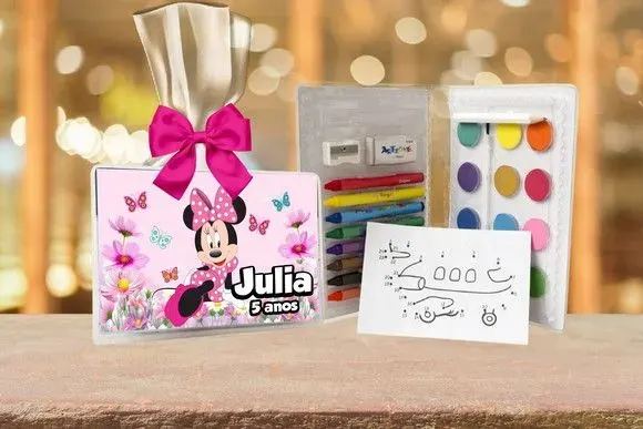 Estojo de Pintura Minnie Rosa Personalizado - artesanato de Artmanha Lembrancinhas