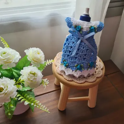 Capa para Adoçante 100 ml (Vestidinho) Parte 2 - artesanato de Mari Crochê feito com carinho!