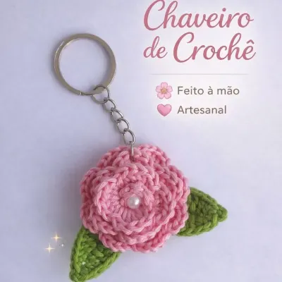 Chaveiro flor de crochê - artesanato de Ternurinha Crochê