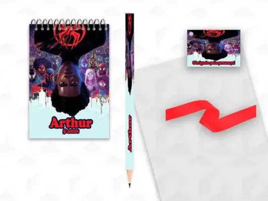 Bloquinho com Lápis Aranha Verso Personalizado - artesanato de creativitybynina