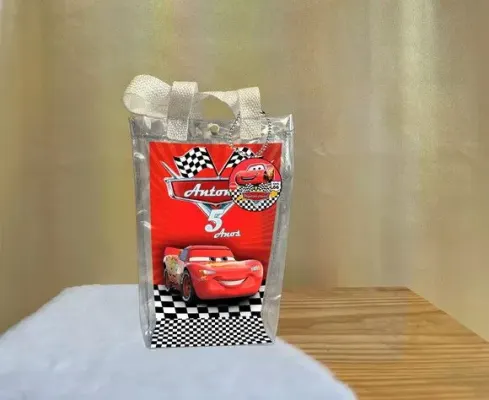 Sacola Transparente Carros Personalizado - artesanato de Artmanha Lembrancinhas