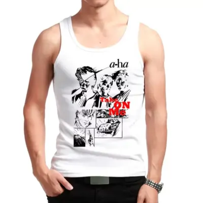 Camiseta regata a-Ha, banda rock new wave, cinthypop anos 80, estampa exclusiva tamanhos unisex - artesanato de Lado B Rock Camisetas