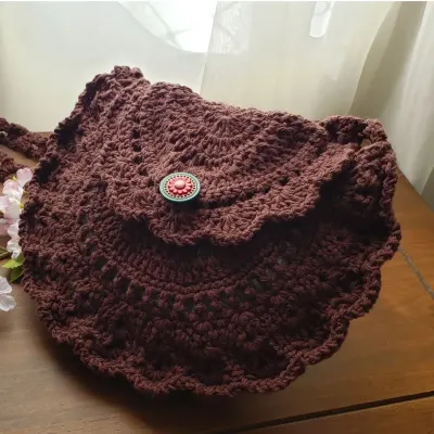 Bolsa de Crochê em Estilo Boho "chic" Café - artesanato de Mari Crochê feito com carinho!