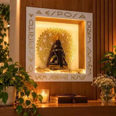 🙏 Oratório Nossa Senhora - artesanato de Crismosaico & madeiras