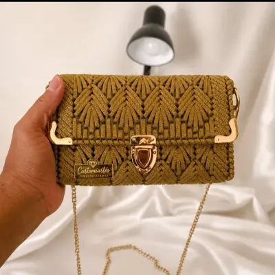 Bolsa Artesanal de crochê na tela - artesanato de customiarts