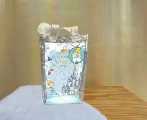 Sacola Transparente Cinderela Personalizado - artesanato de Artmanha Lembrancinhas