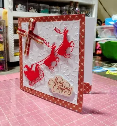 Cartão de Natal - Trenó de Papai Noel - artesanato de Ateliê de Criação Usina Caseira