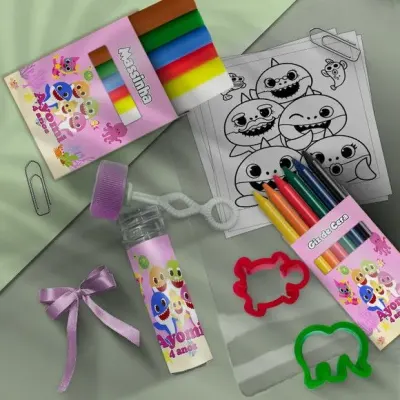 Kit Massinha Infantil Baby Shark Personalizado - artesanato de Mi Papelaria Criativa