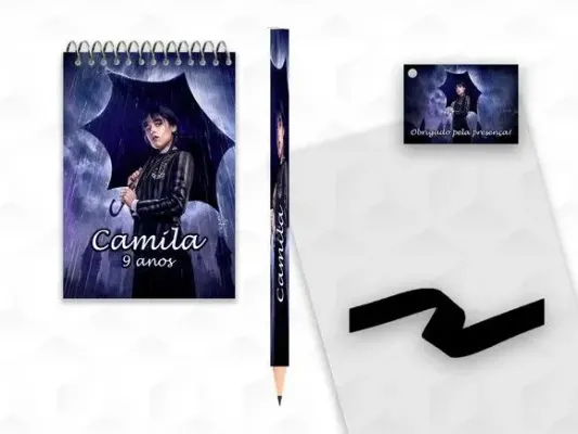 Bloquinho com Lápis Wandinha Personalizado - artesanato de creativitybynina
