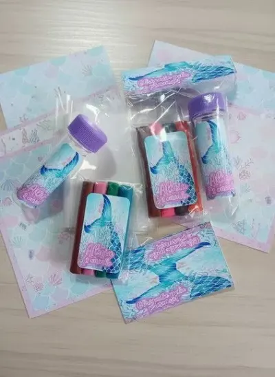 Kit Massinha + Bolha - Calda Sereia Personalizado - artesanato de Mi Papelaria Criativa