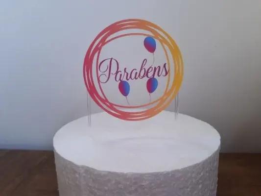 Topo de Bolo Parabéns Aro - Simples - artesanato de Emejhu Personalizados