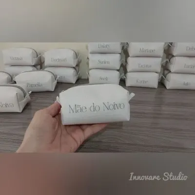 Necessaire Mini Box - Areia e Verde Sage - artesanato de Innovare Studio