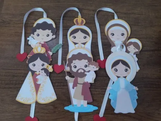 Marcador de Página 13 cm - Santinhos Sortidos - artesanato de Emejhu Personalizados