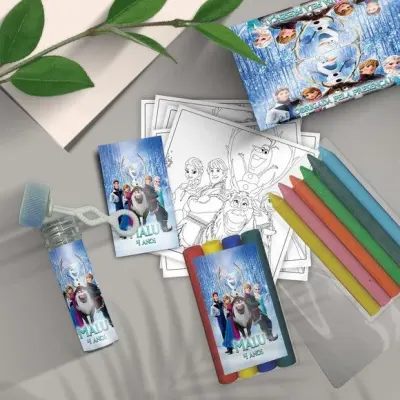 Kit Massinha + Giz + Bolha - Frozen Personalizado - artesanato de Mi Papelaria Criativa