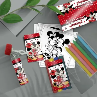 Kit Massinha + Giz + Bolha - Mickey e Minnie Personalizado - artesanato de Mi Papelaria Criativa