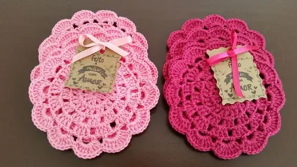 Descanso de Copos em Crochê Coloridos - artesanato de Mari Crochê feito com carinho!