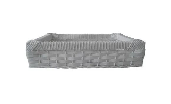Bandeja Vime Sintético Branca 40x30x08 - artesanato de Mundo Urbano
