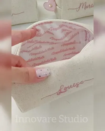 Necessaire Personalizada - Linho - artesanato de Innovare Studio