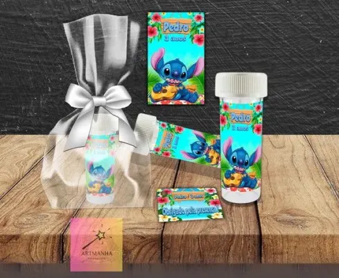 Bolha de Sabão Stitch Personalizada - artesanato de Artmanha Lembrancinhas