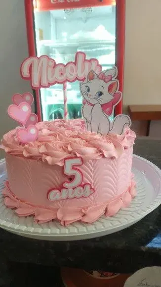 Topo de Bolo Gatinha Marie - Simples - artesanato de Emejhu Personalizados