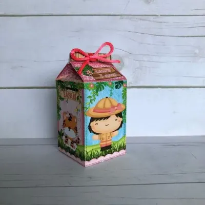 Mini Caixa Milk Safári Menina - artesanato de Fina Essência Papelaria Personalizada