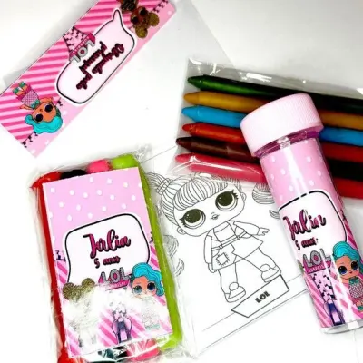 Kit Massinha + Giz + Bolha Lol Personalizado - artesanato de Mi Papelaria Criativa