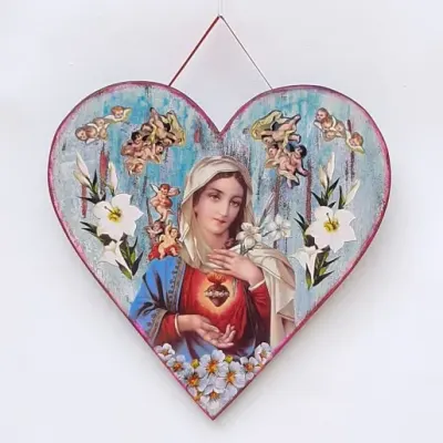 Quadro Sagrado Coração de Maria - artesanato de Estudio Bananeira