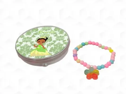 Latinha + Pulseira Princesa Tiana Personalizada - artesanato de creativitybynina