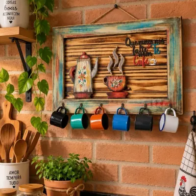 Porta xicaras rústico - artesanato de Dalart Atelier