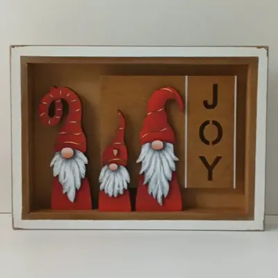 Quadro trio Noel Joy - Decoração de Natal - artesanato de Flor Seca Casa e Ambiente