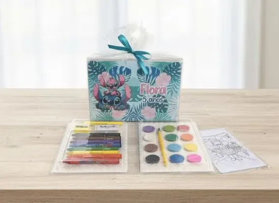 Estojo de Pintura 24pç - Stitch Personalizado - artesanato de Mi Papelaria Criativa