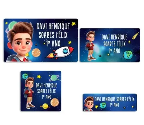 Kit Volta as Aulas Adesivos Etiquetas Escolares Astronauta - artesanato de PAPCRIE