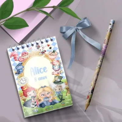 Bloquinho - Alice no Pais das Maravilhas Personalizado - artesanato de Mi Papelaria Criativa