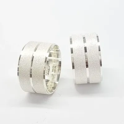 Par Alianças Prata 950 Namoro 10mm + Anel Compromisso - artesanato de TM JOIAS