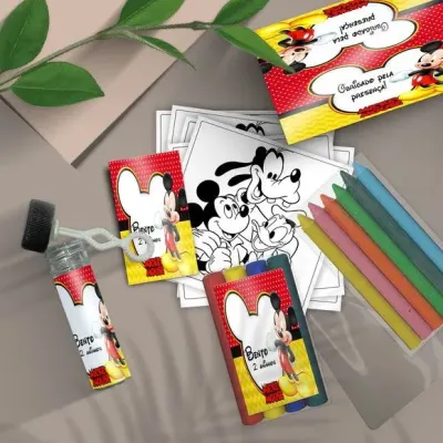 Kit Massinha + Giz + Bolha - Mickey Personalizado - artesanato de Mi Papelaria Criativa