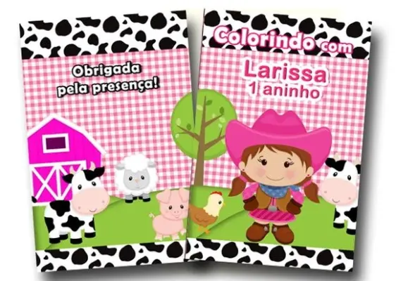 revista colorir fazendinha rosa 14x10 - artesanato de PAPCRIE