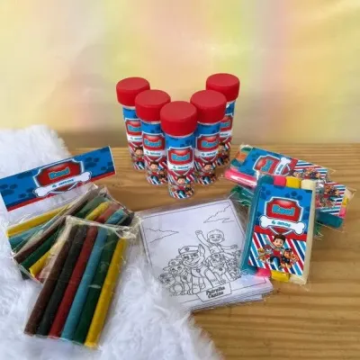 Kit Massinha + Giz + Bolha Patrulha Canina Personalizado - artesanato de Artmanha Lembrancinhas