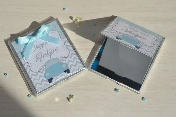 Lembrancinha Espelho - Carrinho Personalizado - artesanato de Mi Papelaria Criativa