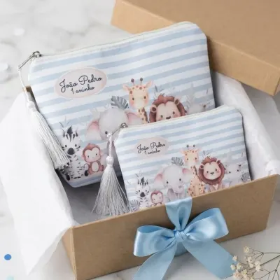 Necessaire Personalizada Safari Baby – Lembrancinha de Aniversário Infantil - artesanato de Innovare Studio