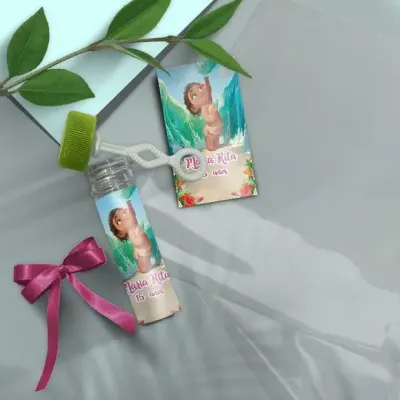 Bolha de Sabão - Moana Baby Personalizado - artesanato de Mi Papelaria Criativa
