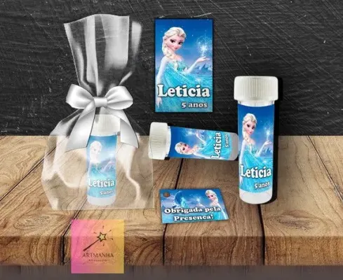 Bolha de Sabão Elsa Personalizada - artesanato de Artmanha Lembrancinhas