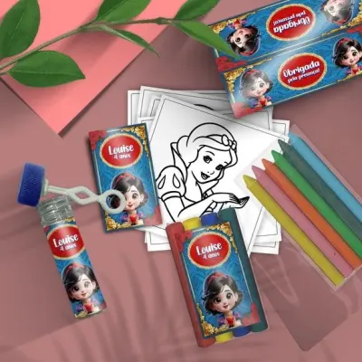 Kit Massinha + Giz + Bolha - Branca de Neve Personalizado - artesanato de Mi Papelaria Criativa