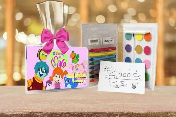 Estojo de Pintura Diario de Mika Personalizado - artesanato de Artmanha Lembrancinhas