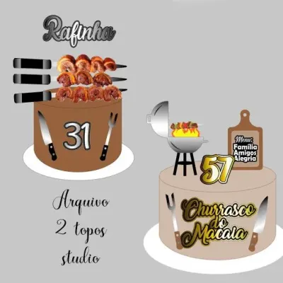 2 Arquivos Topo de Bolo Churrasco - artesanato de PAPCRIE