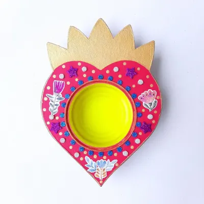 Relicário Mexicano Rosa - artesanato de Estudio Bananeira