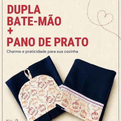 Kit 2 peças - Pano de prato e bate mão preto 3 - artesanato de Djulik