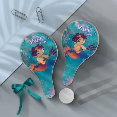 Raquete Ping Pong - Sereia Menino Personalizada - artesanato de Mi Papelaria Criativa